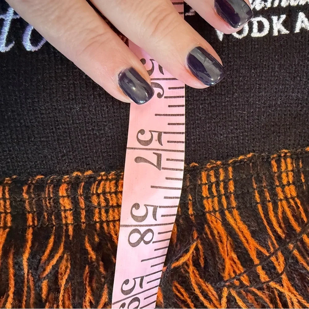 Tito's Handmade Vodka Black Orange Fringe Embroidered Scarf OS